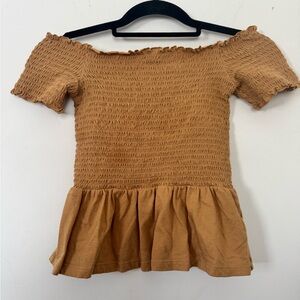 American Eagle Outfitters golden yellow  Smocked Off-Shoulder Top